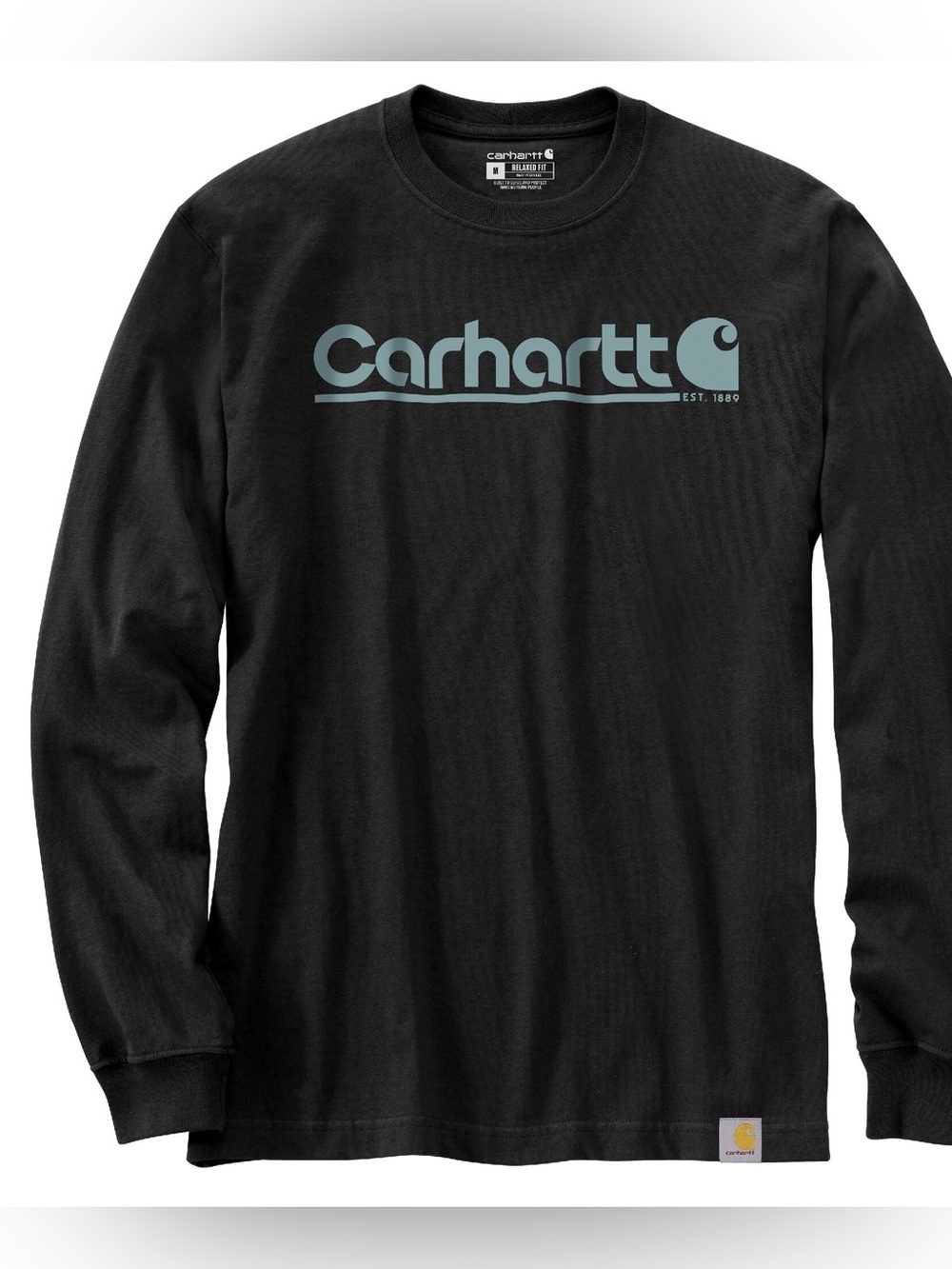 Carhartt Relaxed Fit Heavyweight Long Sleeve Logo Graphic T-Shirt in Black GUC